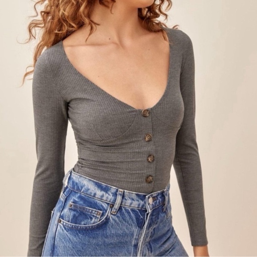 SOLD Reformation Virgil gray sweater with buttons